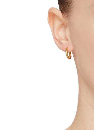 Front View - Click To Enlarge - GOOSSENS - ‘Talisman' 24k gold-plated enamel clover asymmetric earrings