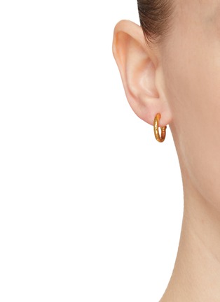 Front View - Click To Enlarge - GOOSSENS - ‘Talisman' 24k gold-plated enamel clover asymmetric earrings