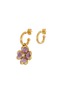 Main View - Click To Enlarge - GOOSSENS - ‘Talisman' 24k gold-plated enamel clover asymmetric earrings