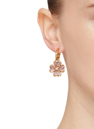 Figure View - Click To Enlarge - GOOSSENS - ‘Talisman' 24k gold-plated enamel clover asymmetric earrings