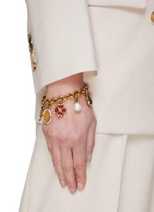 Figure View - Click To Enlarge - GOOSSENS - ‘TALISMAN’ GOLD-PLATED MULTI CHARM DOUBLE CHAIN BRACELET