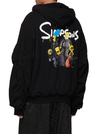 Back View - Click To Enlarge - BALENCIAGA - X The Simpsons Vintage Cotton Jersey Hooded Bomber Jacket