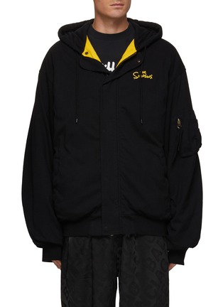Main View - Click To Enlarge - BALENCIAGA - X The Simpsons Vintage Cotton Jersey Hooded Bomber Jacket