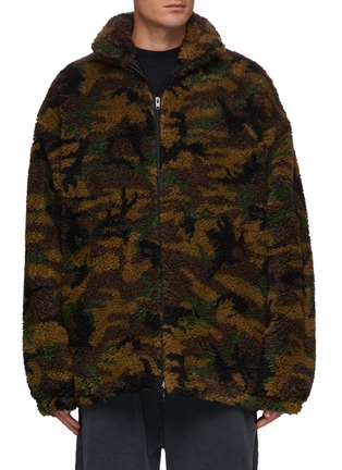 Main View - Click To Enlarge - BALENCIAGA - Camouflage Print High Neck Zip Up Fleece Jacket