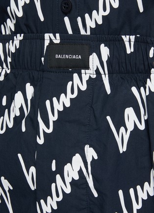  - BALENCIAGA - Logo Print Cotton Poplin Pyjama Shorts