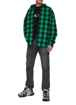Figure View - Click To Enlarge - BALENCIAGA - Logo Chest Pocket Buffalo Check Padded Flannel Jacket