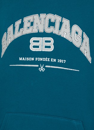  - BALENCIAGA - Oversize Logo Embroidered Heavy Molleton Cotton Hoodie
