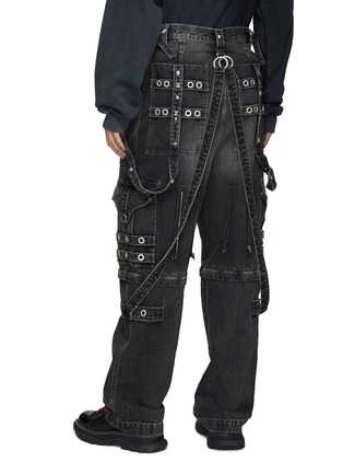 Back View - Click To Enlarge - BALENCIAGA - Convertible strap detail raver baggy jeans