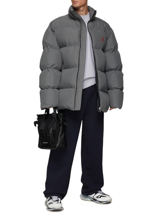Figure View - Click To Enlarge - BALENCIAGA - ZIP FRONT HIGH NECK LIGHT CHECKED PUFFER JACKET