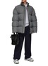 Figure View - Click To Enlarge - BALENCIAGA - ZIP FRONT HIGH NECK LIGHT CHECKED PUFFER JACKET