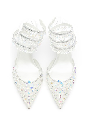 Detail View - Click To Enlarge - RENÉ CAOVILLA - Cinderella' Crystal Embellished Anklet Lace Satin Pumps