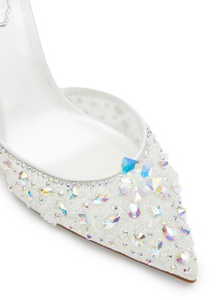 Detail View - Click To Enlarge - RENÉ CAOVILLA - Cinderella' Crystal Embellished Anklet Lace Satin Pumps