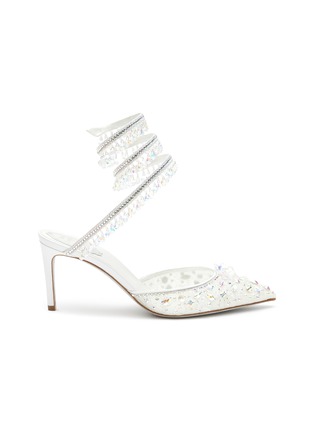 Main View - Click To Enlarge - RENÉ CAOVILLA - Cinderella' Crystal Embellished Anklet Lace Satin Pumps
