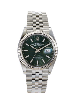 Main View - Click To Enlarge - LANE CRAWFORD VINTAGE COLLECTION - Rolex Datejust Green Palm Motif 126234 watch