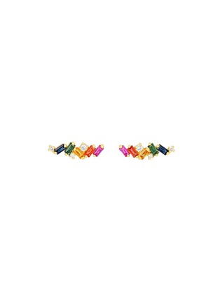 Main View - Click To Enlarge - SUZANNE KALAN - Diamond rainbow sapphire 18k gold zigzag earrings