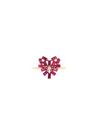 Main View - Click To Enlarge - SUZANNE KALAN - Diamond Ruby 18k rose gold heart ring