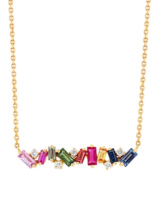 Main View - Click To Enlarge - SUZANNE KALAN - Diamond Rainbow Sapphire 18k Gold Necklace
