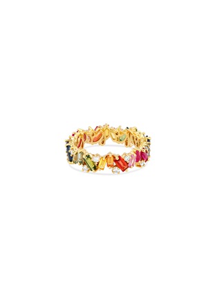Main View - Click To Enlarge - SUZANNE KALAN - Diamond Rainbow Sapphire 18k Gold Eternity Ring