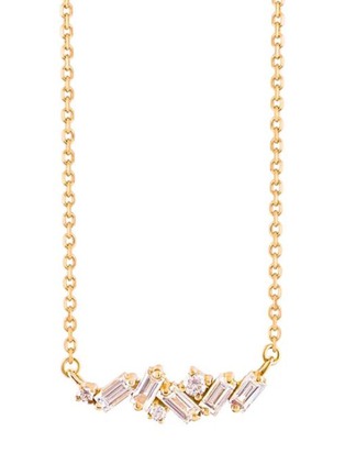 Main View - Click To Enlarge - SUZANNE KALAN - Diamond 18k gold mini bar necklace