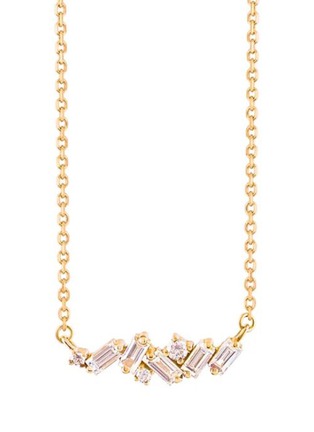 Main View - Click To Enlarge - SUZANNE KALAN - Diamond 18k gold mini bar necklace