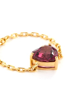 Detail View - Click To Enlarge - YI COLLECTION - Supreme' Rhodolite 18k Gold Heart Chain Ring
