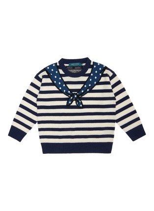Main View - Click To Enlarge - DREYDEN - Mini Me Capsule' Kids Trompe L'Oeil Neckerchief Striped Cashmere Sweater