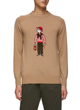 Main View - Click To Enlarge - DREYDEN - SLOWBOY 'THE CAMPER' PRINT CASHMERE SWEATER