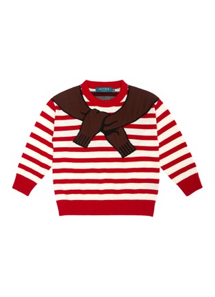 Main View - Click To Enlarge - DREYDEN - Mini Me Capsule' Kids Trompe L'Oeil Wraparound Jumper Striped Cashmere Sweater