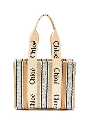 Main View - Click To Enlarge - CHLOÉ - ‘Woody' medium striped linen tote