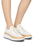 Figure View - Click To Enlarge - CHLOÉ - ‘Nama' topstitch low-top mesh sneakers