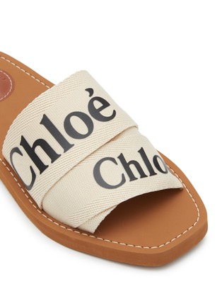 Detail View - Click To Enlarge - CHLOÉ - Woody' Logo Jacquard Canvas Band Slides