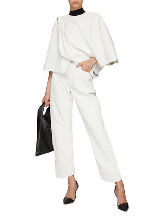 Figure View - Click To Enlarge - JIL SANDER - TWISTED PLEATED CROPPED CAPE
