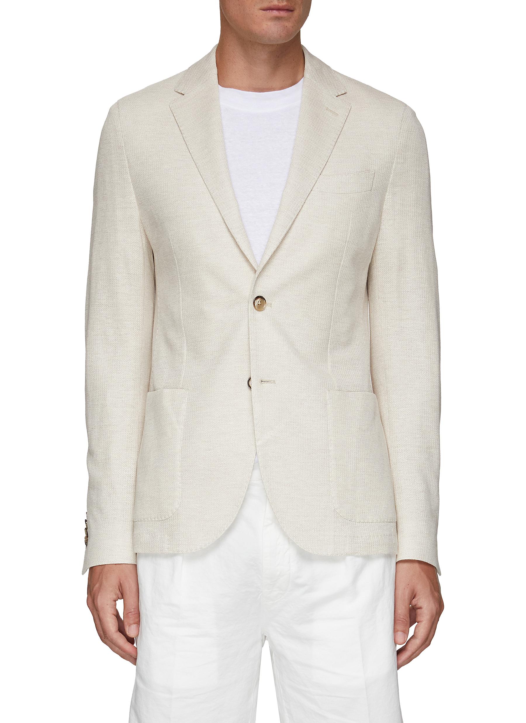 NOTCH LAPEL UNLINED SINGLE BREASTED LINEN COTTON BLAZER