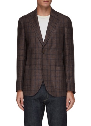 Main View - Click To Enlarge - EQUIL - NOTCH LAPEL PATCH UNLINED SINGLE BREASTED BIG CHECK BLAZER