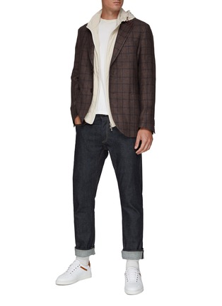 Figure View - Click To Enlarge - EQUIL - NOTCH LAPEL PATCH UNLINED SINGLE BREASTED BIG CHECK BLAZER
