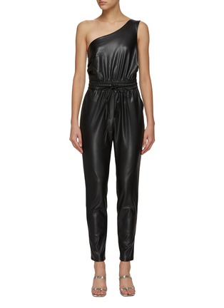 Main View - Click To Enlarge - MOTHER - THE LANSLIDE' ONE SHOULDER FAUX LEATHER JUMPSUIT