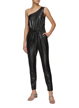 Figure View - Click To Enlarge - MOTHER - THE LANSLIDE' ONE SHOULDER FAUX LEATHER JUMPSUIT