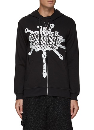 Main View - Click To Enlarge - COMME DES GARÇONS SHIRT - ‘Splish' speech bubble print zipped hoodie