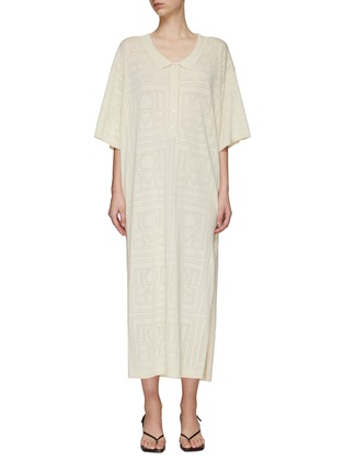 Main View - Click To Enlarge - TOTEME - MONOGRAM POINTELLE RELAXED FIT LONG DRESS