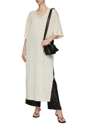 Figure View - Click To Enlarge - TOTEME - MONOGRAM POINTELLE RELAXED FIT LONG DRESS