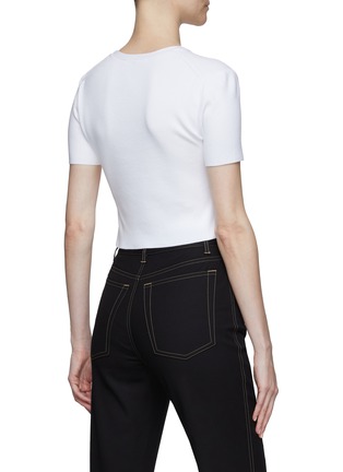 Back View - Click To Enlarge - HELMUT LANG - Twist shoulder asymmetric hem T-shirt
