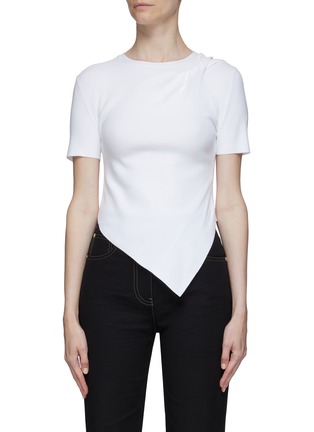 Main View - Click To Enlarge - HELMUT LANG - Twist shoulder asymmetric hem T-shirt