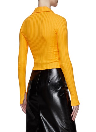 Back View - Click To Enlarge - HELMUT LANG - Cropped rib polo top