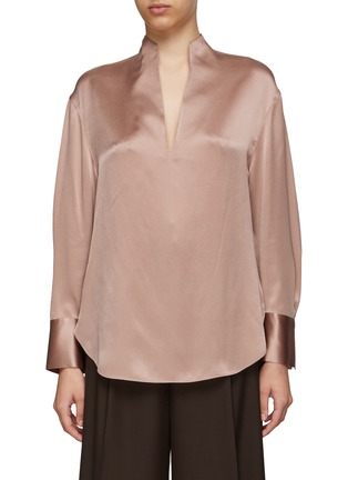 Main View - Click To Enlarge - VINCE - Slit collar silk blouse