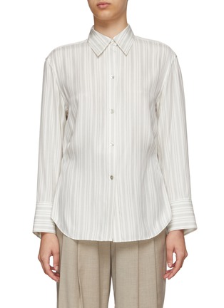 Main View - Click To Enlarge - VINCE - Folded waist stripe spread collar shirt