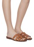Figure View - Click To Enlarge - SAM EDELMAN - ‘Bay' double E strap leather flat slides