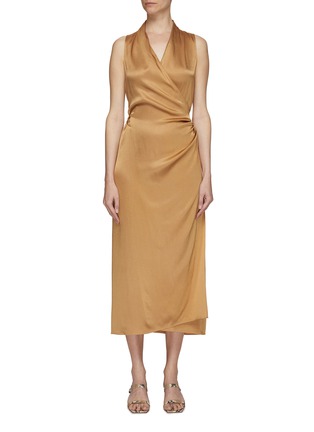 Main View - Click To Enlarge - VINCE - Waist tie sleeveless wrap dress