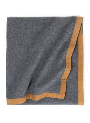 Main View - Click To Enlarge - FRETTE - Cashmere and Suede Throw – Grey/Camel