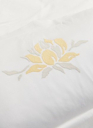Detail View - Click To Enlarge - FRETTE - Peonia Embroidered Boudoir Sham – Milk/Citrine Green