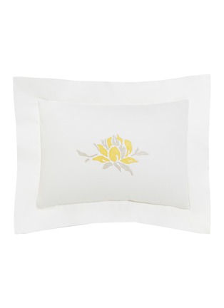 Main View - Click To Enlarge - FRETTE - Peonia Embroidered Boudoir Sham – Milk/Citrine Green
